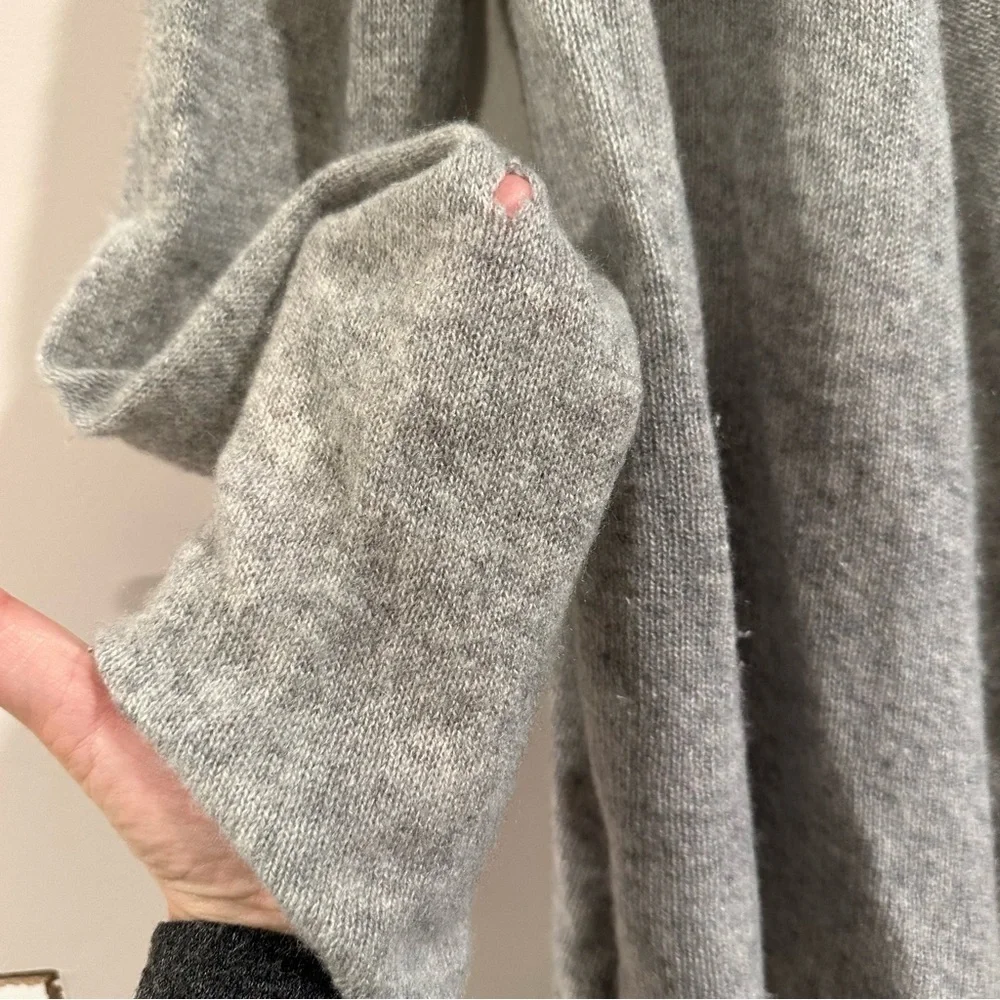 Philosophy Dane Lewis Light Gray 100% Cashmere Open Cardigan Sweater High-LowHem - Picture 8 of 15